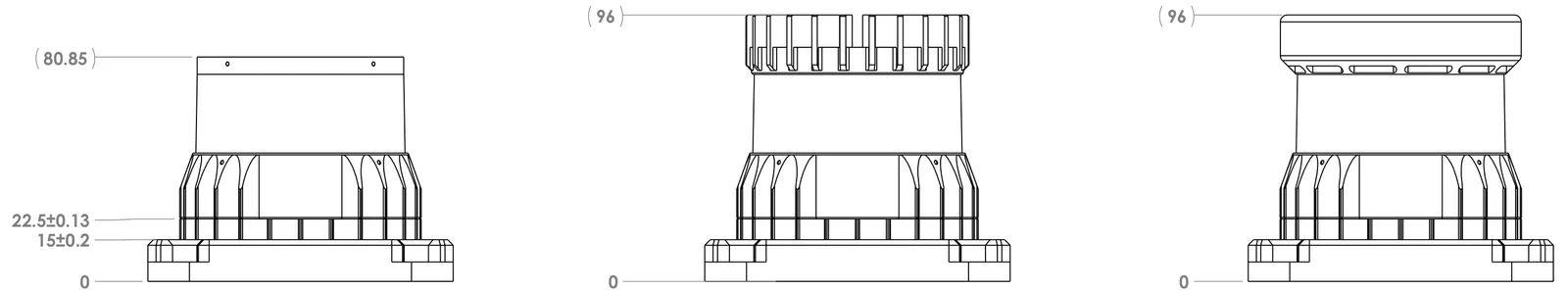 Baseplate with cap mechanical drawing